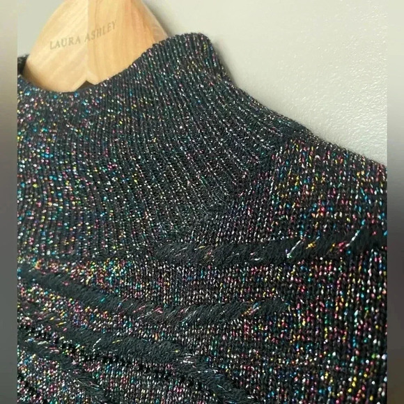 90s Dressbarn women’s black rainbow metallic sparkle sweater turtleneck medium - Picture 9 of 16